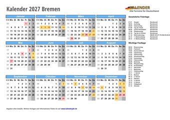 Kalender 2027Bremen