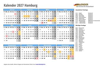 Kalender 2027Hamburg
