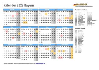 Kalender 2028Bayern