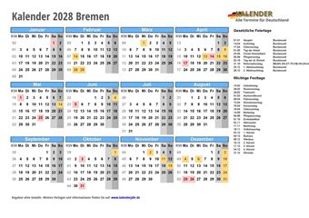 Kalender 2028Bremen
