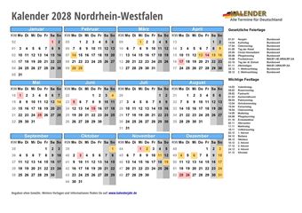 Kalender 2028Nordrhein-Westfalen
