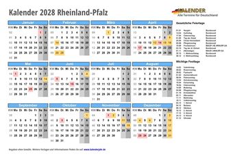 Kalender 2028Rheinland-Pfalz