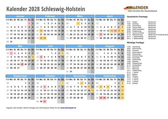 Kalender 2028Schleswig-Holstein