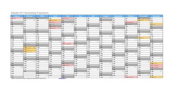 Kalender 2015Mecklenburg-Vorpommern